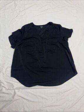 torrid Black Short Sleeve V-Neck Blouse